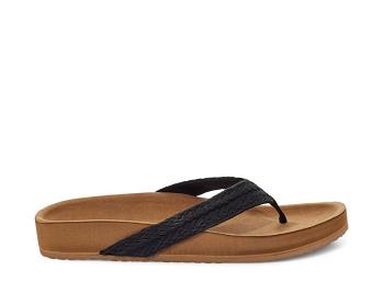 Sanuk She Loungy Hemp Women's Flip Flops Black | Canada 134OKI